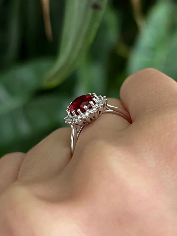 Custom Princess-D Ring in Lab Ruby | Lady Estere Jewellery | Worldwide Shipping 14K 18K Solid Gold Lab-Grown Diamond Moissanite White