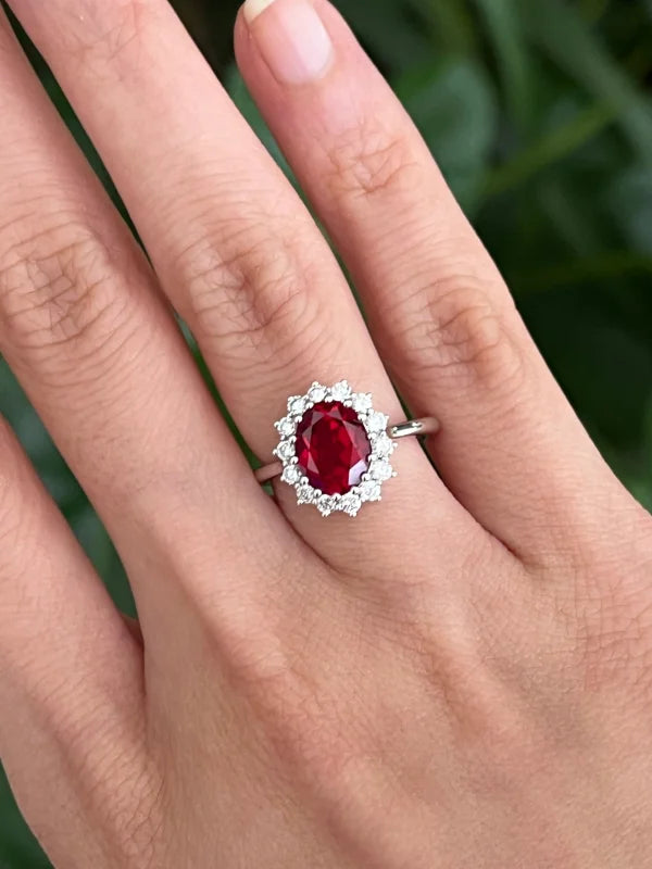 Custom Princess-D Ring in Lab Ruby | Lady Estere Jewellery | Worldwide Shipping 14K 18K Solid Gold Lab-Grown Diamond Moissanite White