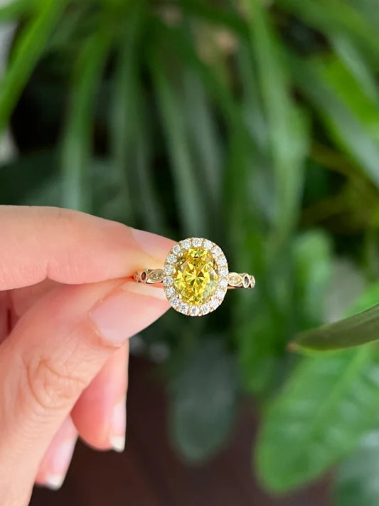 Custom Yellow Lab Sapphire Birthstone Ring | Lady Estere Jewellery | Worldwide Shipping 14K 18K Solid Gold Lab-Grown Diamond Moissanite