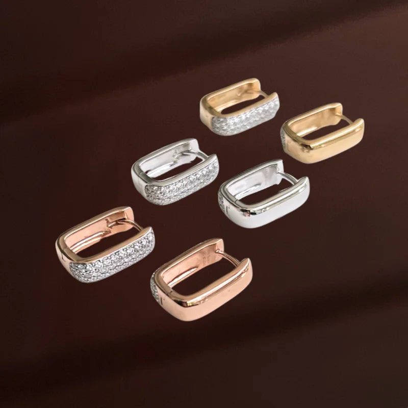 Deluxe | Reversible Pave Box Hoops (Solid Gold) | Lady Estere Jewellery | Worldwide 14K 18K Solid Gold Lab-Grown Diamond Moissanite White