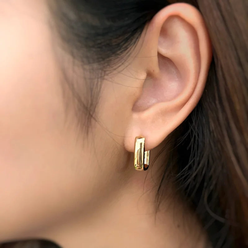 Deluxe | Reversible Pave Box Hoops (Solid Gold) | Lady Estere Jewellery | Worldwide 14K 18K Solid Gold Lab-Grown Diamond Moissanite White