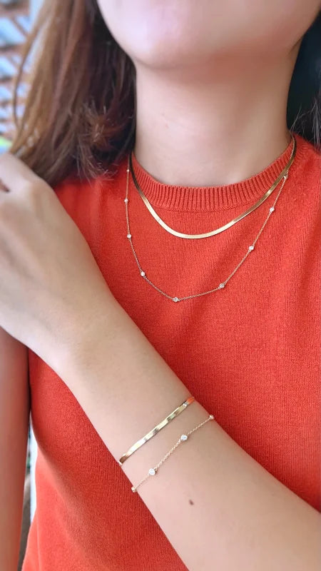 Diamonds By the Yard | Ten Piece Necklace (Solid Gold) | Lady Estere Jewellery 14K 18K Solid Gold Lab Grown Diamond Moissanite White Yellow
