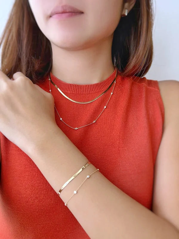 Diamonds By the Yard | Ten Piece Necklace (Solid Gold) | Lady Estere Jewellery 14K 18K Solid Gold Lab Grown Diamond Moissanite White Yellow