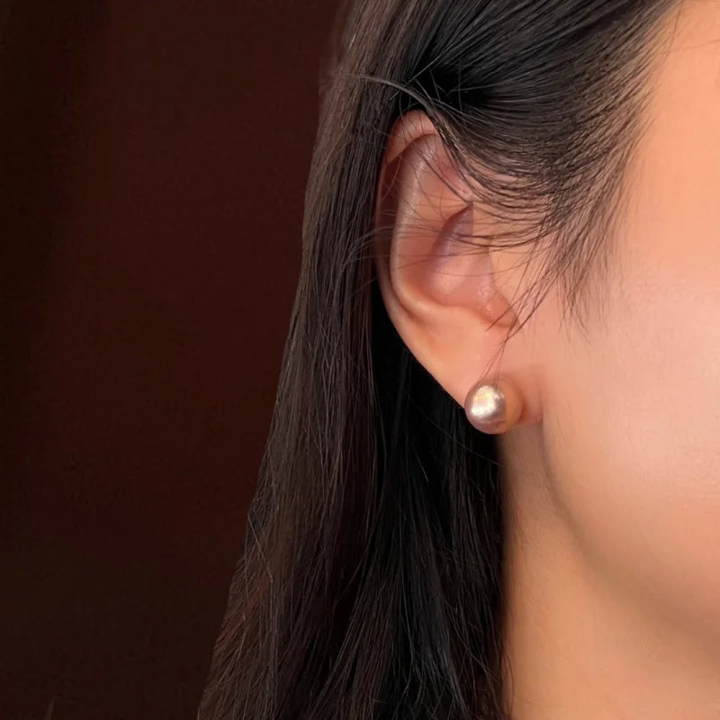 Edison | Jumbo Pearl Studs - Lavender (Solid Gold) | Lady Estere Jewellery | Worldwide 14K 18K Solid Gold Lab-Grown Diamond Moissanite