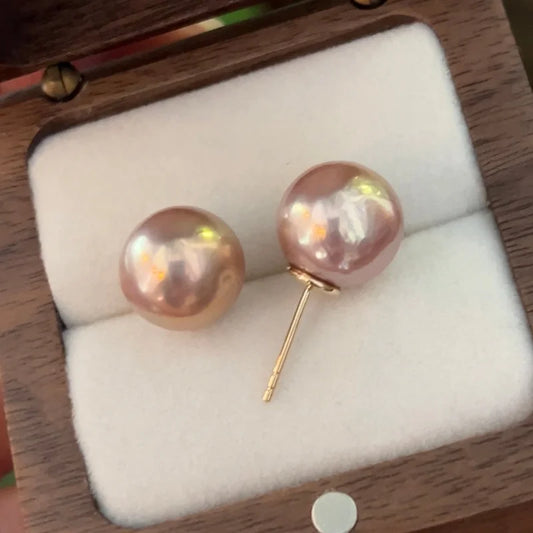 Edison | Jumbo Pearl Studs - Lavender (Solid Gold) | Lady Estere Jewellery | Worldwide 14K 18K Solid Gold Lab-Grown Diamond Moissanite