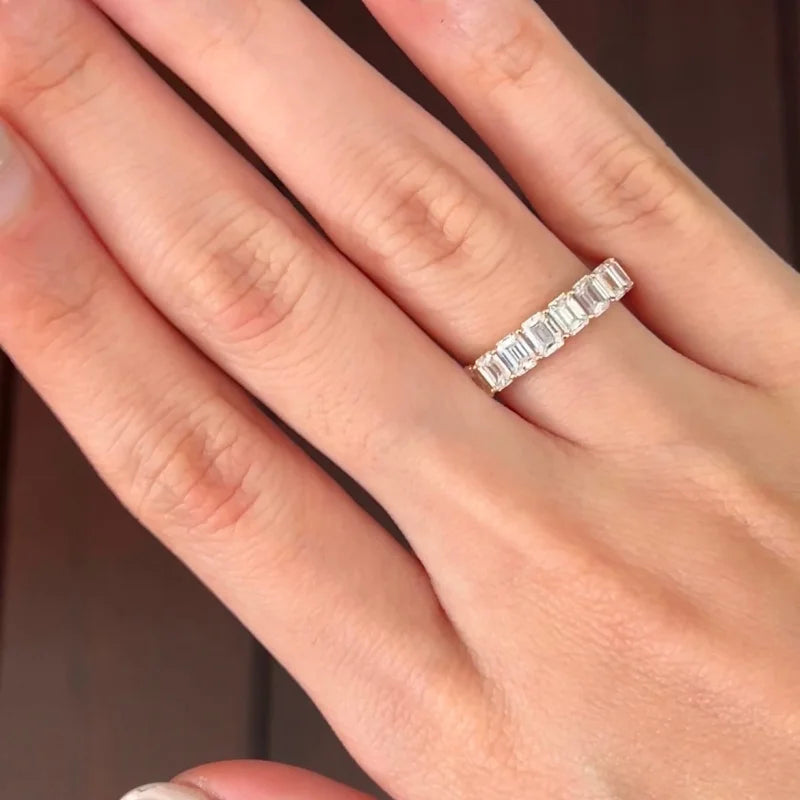 Emerald Cut | 4ct Full Eternity Ring (Solid gold) | Lady Estere Jewellery | Worldwide 14K 18K Solid Gold Lab-Grown Diamond Moissanite White