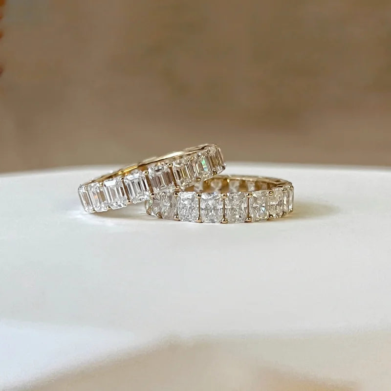 Emerald Cut | 4ct Full Eternity Ring (Solid gold) | Lady Estere Jewellery | Worldwide 14K 18K Solid Gold Lab-Grown Diamond Moissanite White