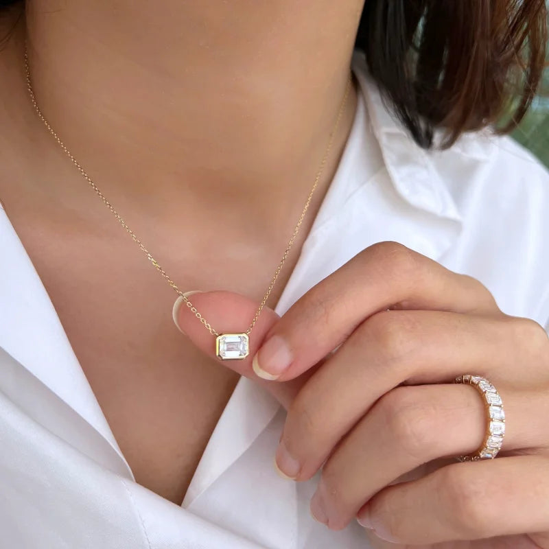 Emerald Cut | 4ct Full Eternity Ring (Solid gold) | Lady Estere Jewellery | Worldwide 14K 18K Solid Gold Lab-Grown Diamond Moissanite White