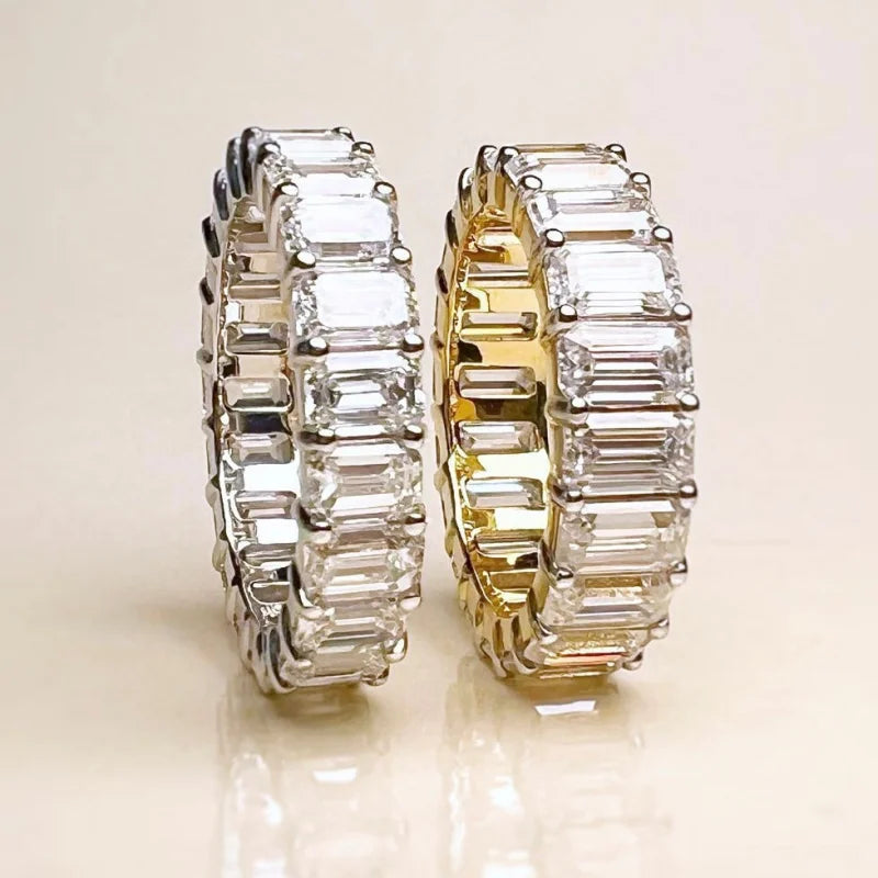 Emerald Cut | 6ct Full Eternity Ring (Solid gold) | Lady Estere Jewellery | Worldwide 14K 18K Solid Gold Lab-Grown Diamond Moissanite White