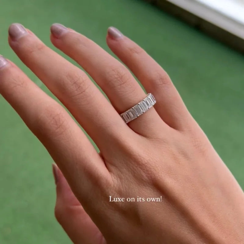 Emerald Cut | 6ct Full Eternity Ring (Solid gold) | Lady Estere Jewellery | Worldwide 14K 18K Solid Gold Lab-Grown Diamond Moissanite White