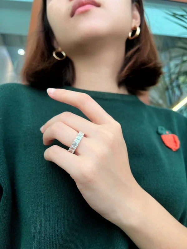 Emerald Cut | 6ct Full Eternity Ring (Solid gold) | Lady Estere Jewellery | Worldwide 14K 18K Solid Gold Lab-Grown Diamond Moissanite White