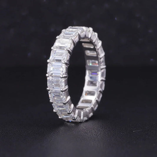 Emerald Cut Diamond Eternity Ring | Lady Estere Jewellery | Worldwide Shipping 14K 18K Solid Gold Lab-Grown Moissanite White Yellow Rose