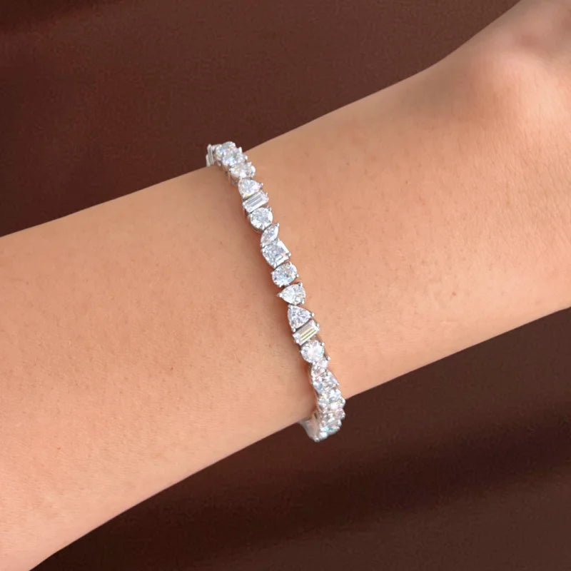 Festival | 11ct Fancy Mixed Cut Tennis Bracelet (Solid gold) | Lady Estere Jewellery 14K 18K Solid Gold Lab Grown Diamond Moissanite White