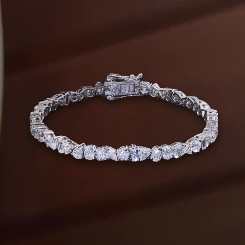 Festival | 11ct Fancy Mixed Cut Tennis Bracelet (Solid gold) | Lady Estere Jewellery 14K 18K Solid Gold Lab Grown Diamond Moissanite White