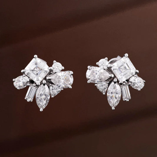 Festival | 5ct Fancy Mixed Cut Statement Earring Studs (Solid gold) | Lady Estere Jewellery 14K 18K Solid Gold Lab Grown Diamond Moissanite