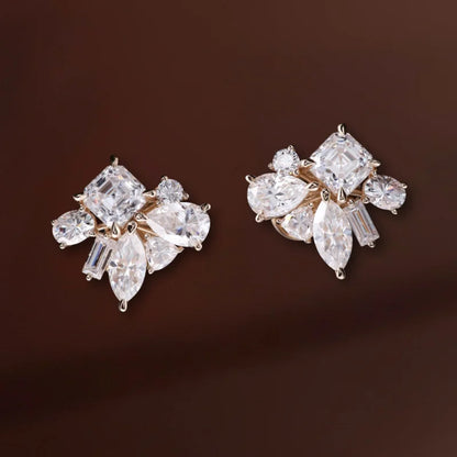 Festival | 5ct Fancy Mixed Cut Statement Earring Studs (Solid gold) | Lady Estere Jewellery 14K 18K Solid Gold Lab-Grown Diamond Moissanite