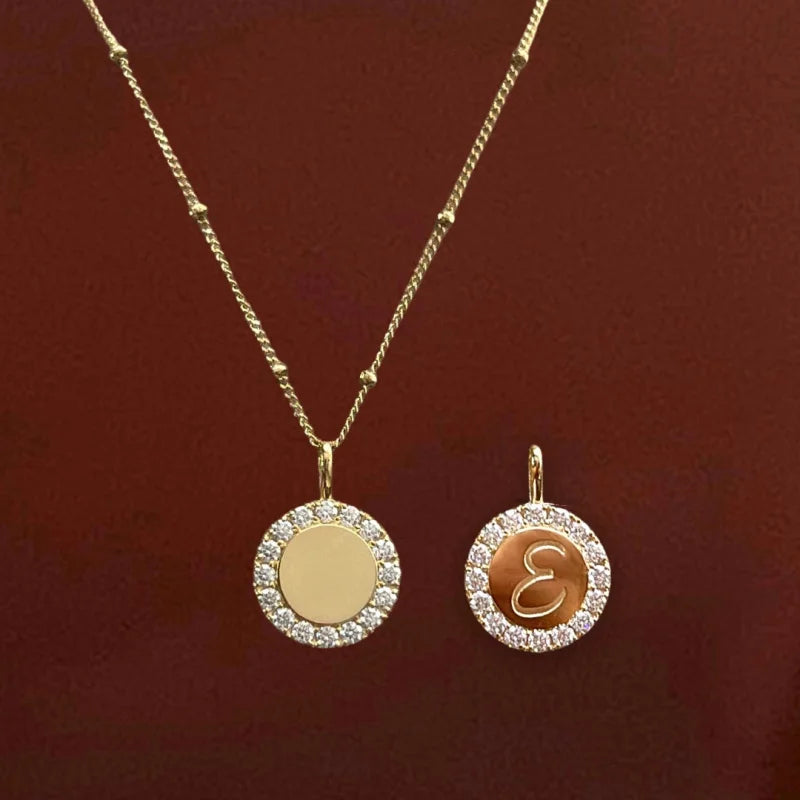 Fleur | Customised Medallion Initial Pendant (Solid Gold) | Lady Estere Jewellery 14K 18K Solid Gold Lab-Grown Diamond Moissanite White