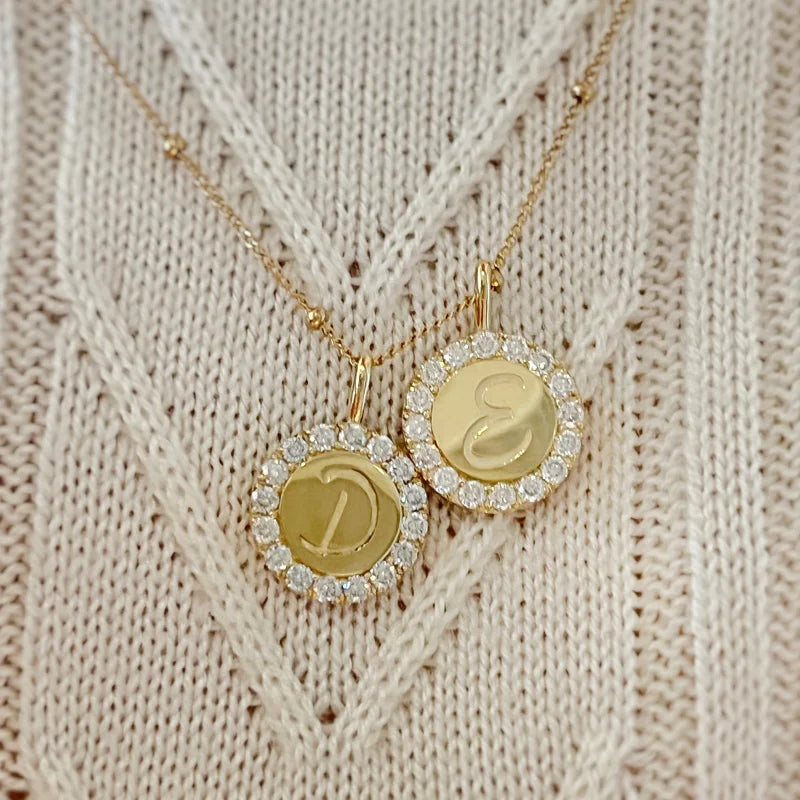 Fleur | Customised Medallion Initial Pendant (Solid Gold) | Lady Estere Jewellery 14K 18K Solid Gold Lab-Grown Diamond Moissanite White
