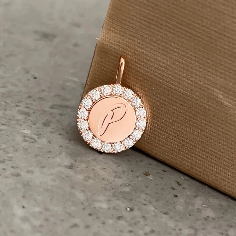 Fleur | Customised Medallion Initial Pendant (Solid Gold) | Lady Estere Jewellery 14K 18K Solid Gold Lab Grown Diamond Moissanite White