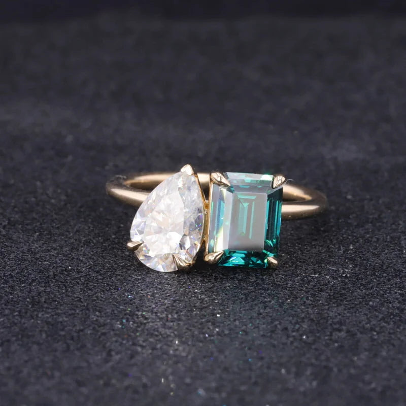 Forest Green Moissanite Toi Et Moi Ring (Solid gold) | Lady Estere Jewellery | Worldwide 14K 18K Solid Gold Lab-Grown Diamond White Yellow