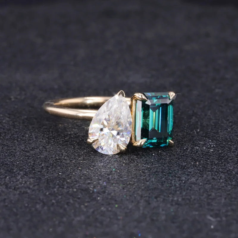Forest Green Moissanite Toi Et Moi Ring (Solid gold) | Lady Estere Jewellery | Worldwide 14K 18K Solid Gold Lab-Grown Diamond White Yellow