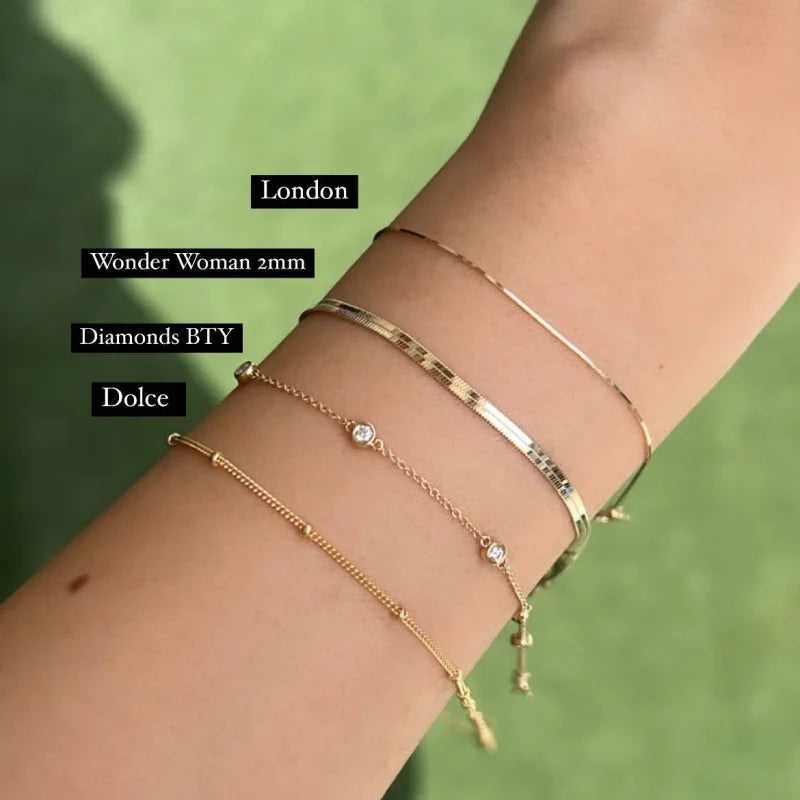Forever Fine | London Bracelet Chain (Solid Gold) | Lady Estere Jewellery | Worldwide 14K 18K Solid Gold Lab-Grown Diamond Moissanite White