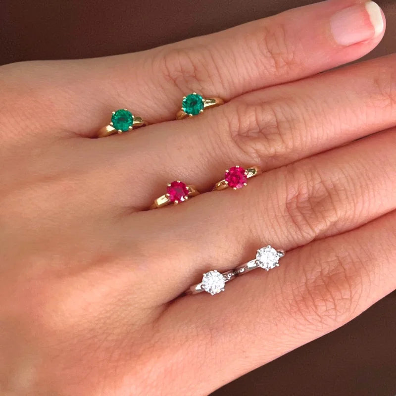 Frost | Ruby Solitaire Hoops (Solid Gold) | Lady Estere Jewellery | Worldwide Shipping 14K 18K Solid Gold Lab-Grown Diamond Moissanite