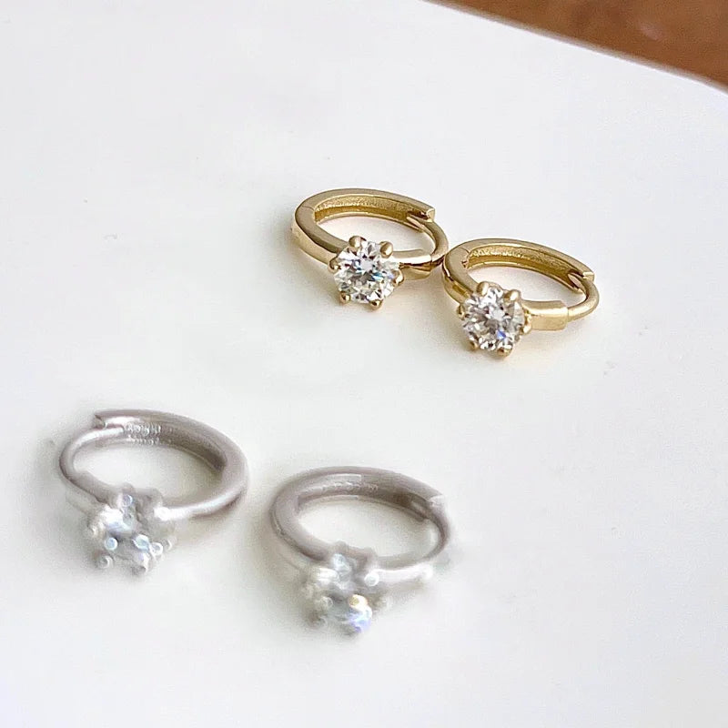 Frost | Solitaire Hoops (Solid Gold) | Lady Estere Jewellery | Worldwide Shipping 14K 18K Solid Gold Lab-Grown Diamond Moissanite White