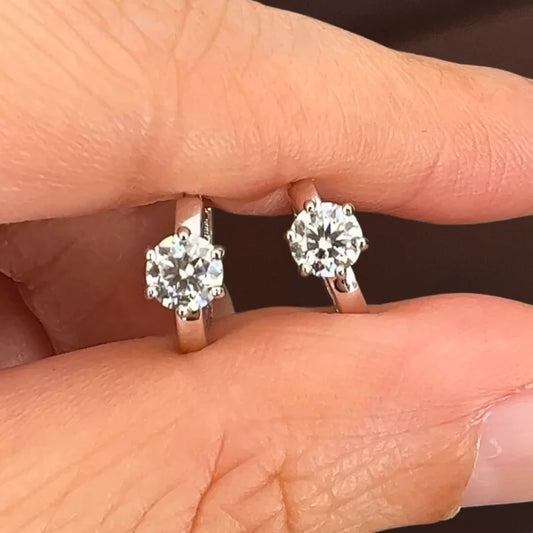 Frost | Solitaire Hoops (Solid Gold) | Lady Estere Jewellery | Worldwide Shipping 14K 18K Solid Gold Lab-Grown Diamond Moissanite White