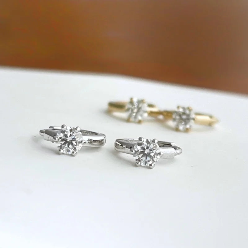 Frost | Solitaire Hoops (Solid Gold) | Lady Estere Jewellery | Worldwide Shipping 14K 18K Solid Gold Lab-Grown Diamond Moissanite White