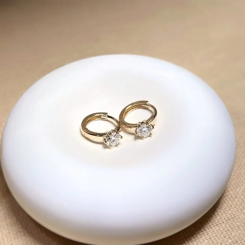 Frost | Solitaire Hoops (Solid Gold) | Lady Estere Jewellery | Worldwide Shipping 14K 18K Solid Gold Lab-Grown Diamond Moissanite White