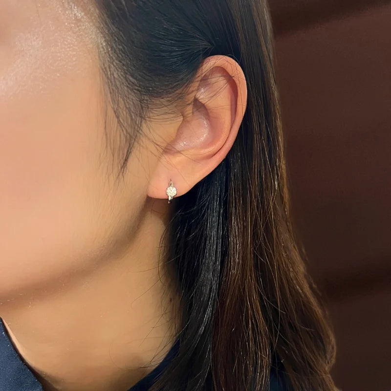Frost | Solitaire Hoops (Solid Gold) | Lady Estere Jewellery | Worldwide Shipping 14K 18K Solid Gold Lab-Grown Diamond Moissanite White