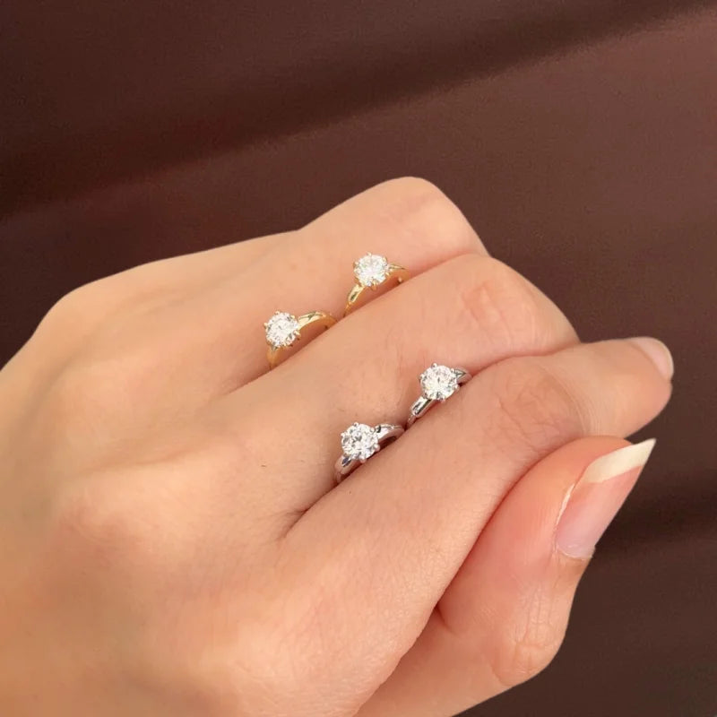 Frost | Solitaire Hoops (Solid Gold) | Lady Estere Jewellery | Worldwide Shipping 14K 18K Solid Gold Lab-Grown Diamond Moissanite White