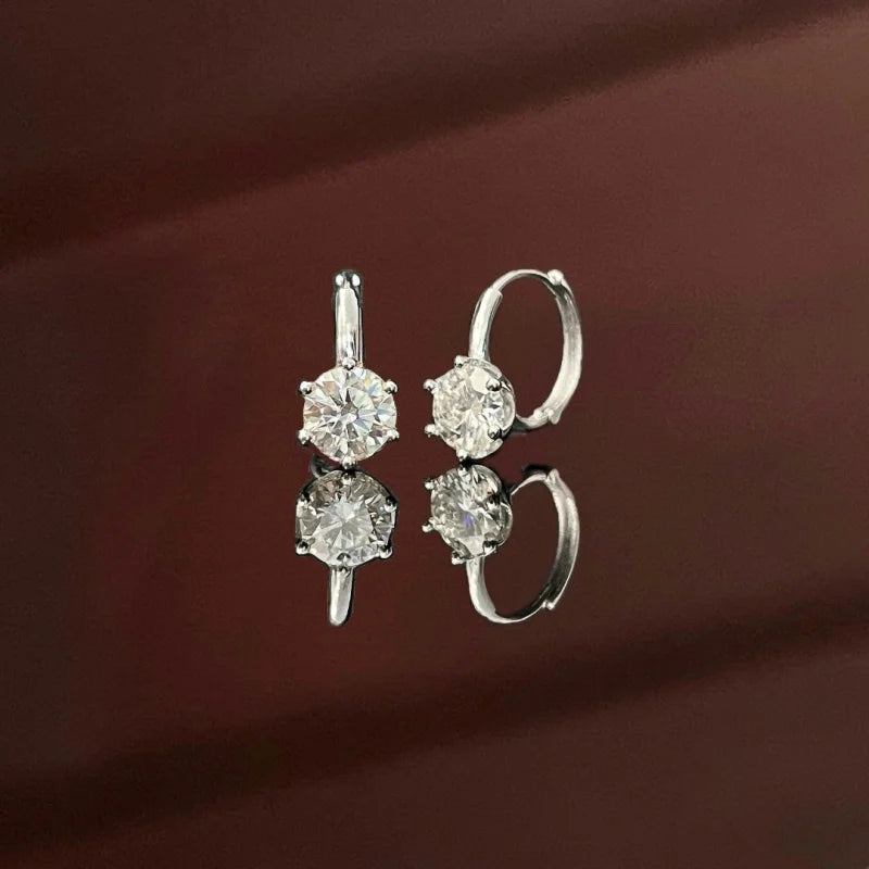 Frost XL | Solitaire Hoops (Solid Gold) | Lady Estere Jewellery | Worldwide Shipping 14K 18K Solid Gold Lab-Grown Diamond Moissanite White