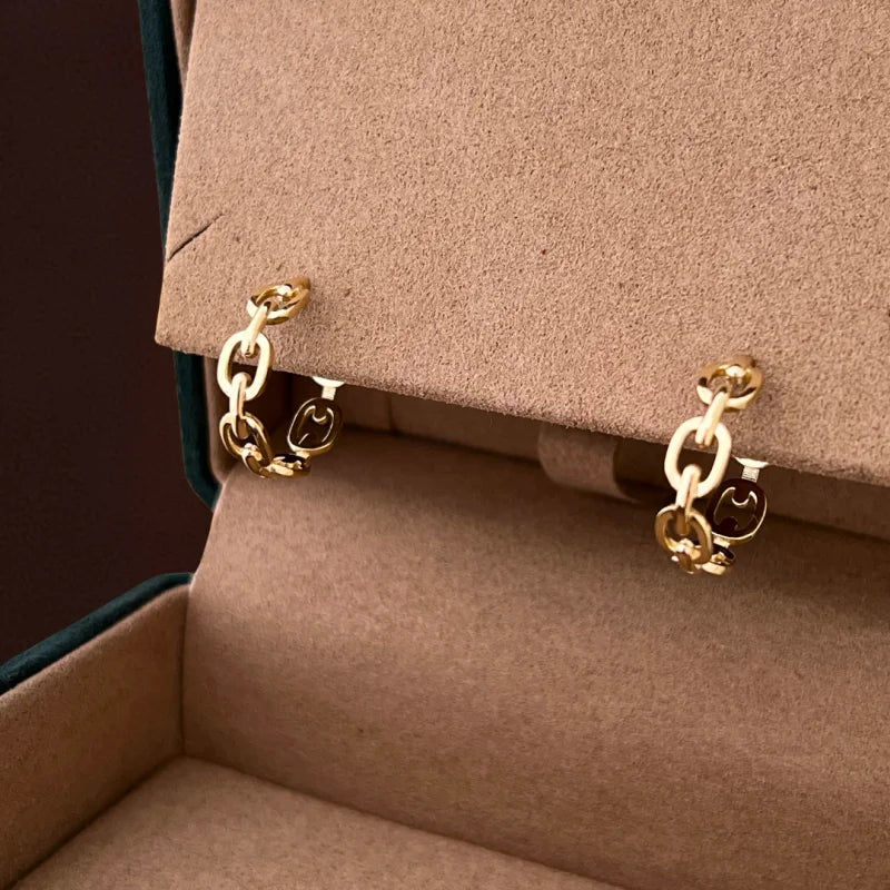 Gucci | Bold Link Hoop Earrings (Solid Gold) | Lady Estere Jewellery | Worldwide Shipping 14K 18K Solid Gold Lab-Grown Diamond Moissanite