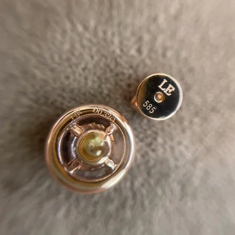 Halo Studs | Blue-Grey (Rose Gold) | Lady Estere Jewellery | Worldwide Shipping 14K 18K Solid Gold Lab-Grown Diamond Moissanite White