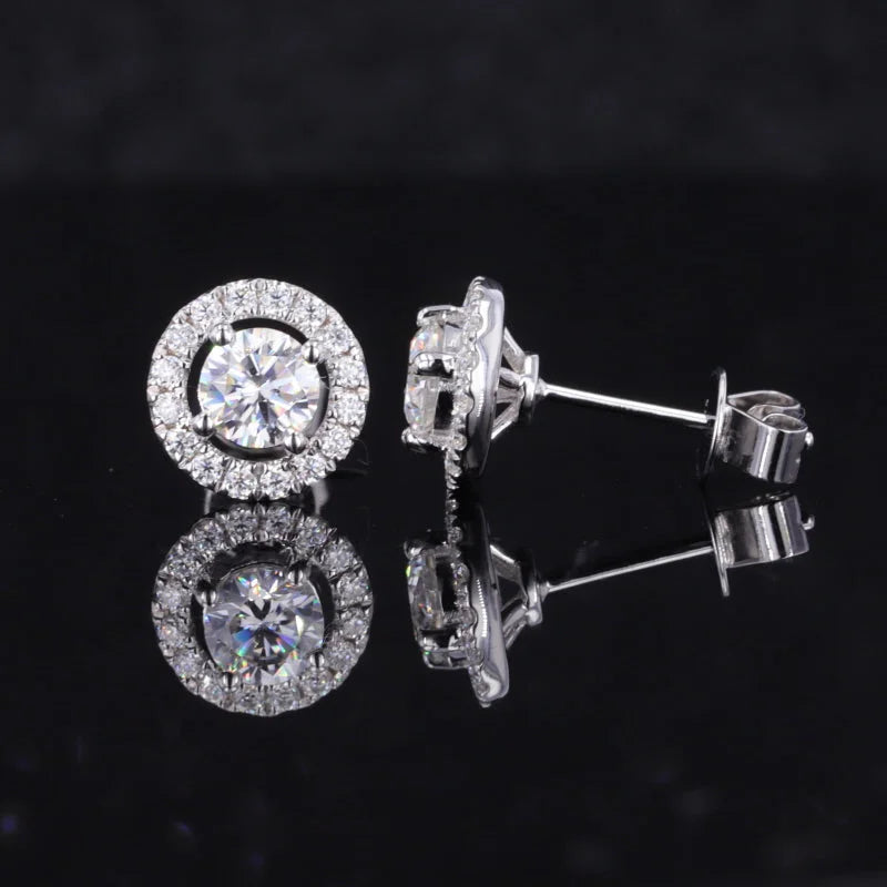 Halo Studs | Classic (Solid gold) | Lady Estere Jewellery | Worldwide Shipping 14K 18K Solid Gold Lab Grown Diamond Moissanite White Yellow