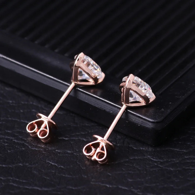 Heart | Moissanite Earring Studs (Solid gold) | Lady Estere Jewellery | Worldwide Shipping 14K 18K Solid Gold Lab-Grown Diamond White
