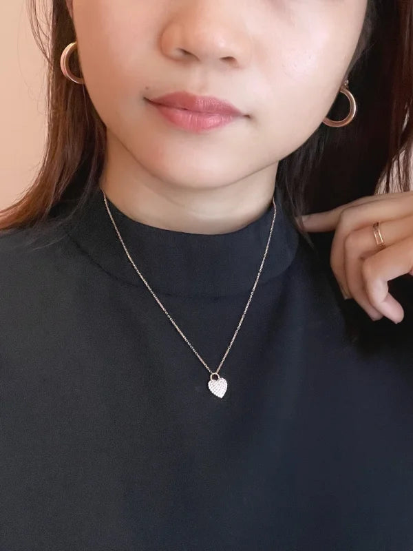 Heart Pavé | Pendant Necklace (Solid Gold) | Lady Estere Jewellery | Worldwide Shipping 14K 18K Solid Gold Lab-Grown Diamond Moissanite