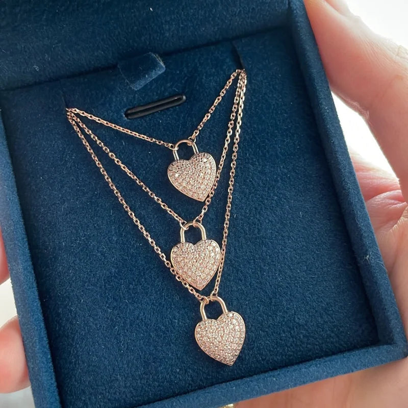 Heart Pavé | Pendant Necklace (Solid Gold) | Lady Estere Jewellery | Worldwide Shipping 14K 18K Solid Gold Lab-Grown Diamond Moissanite