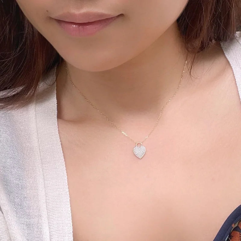 Heart Pavé | Pendant Necklace (Solid Gold) | Lady Estere Jewellery | Worldwide Shipping 14K 18K Solid Gold Lab-Grown Diamond Moissanite