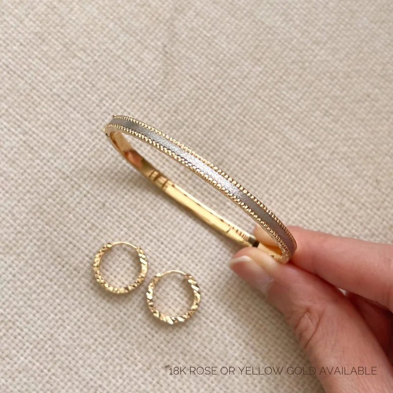 Illuminate | Special Finish Bangle Bracelet (Solid Gold) | Lady Estere Jewellery 14K 18K Solid Gold Lab-Grown Diamond Moissanite White
