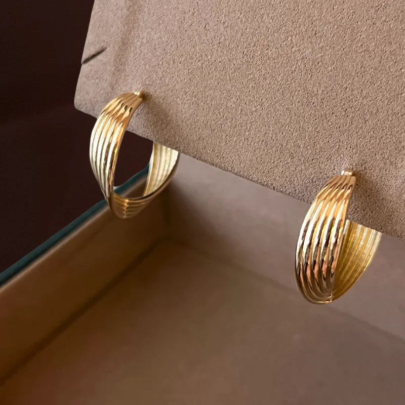 In The Flow | Large Vintage Hoops (Solid Gold) | Lady Estere Jewellery | Worldwide 14K 18K Solid Gold Lab-Grown Diamond Moissanite White