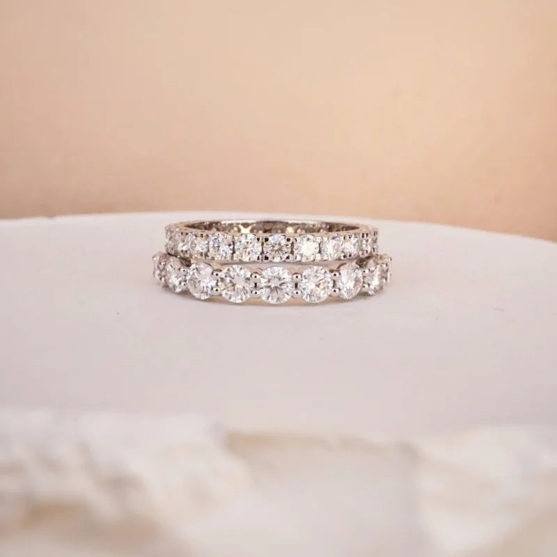 La Lune | 3.5mm Half Eternity Ring (Solid Gold) | Lady Estere Jewellery | Worldwide 14K 18K Solid Gold Lab-Grown Diamond Moissanite White