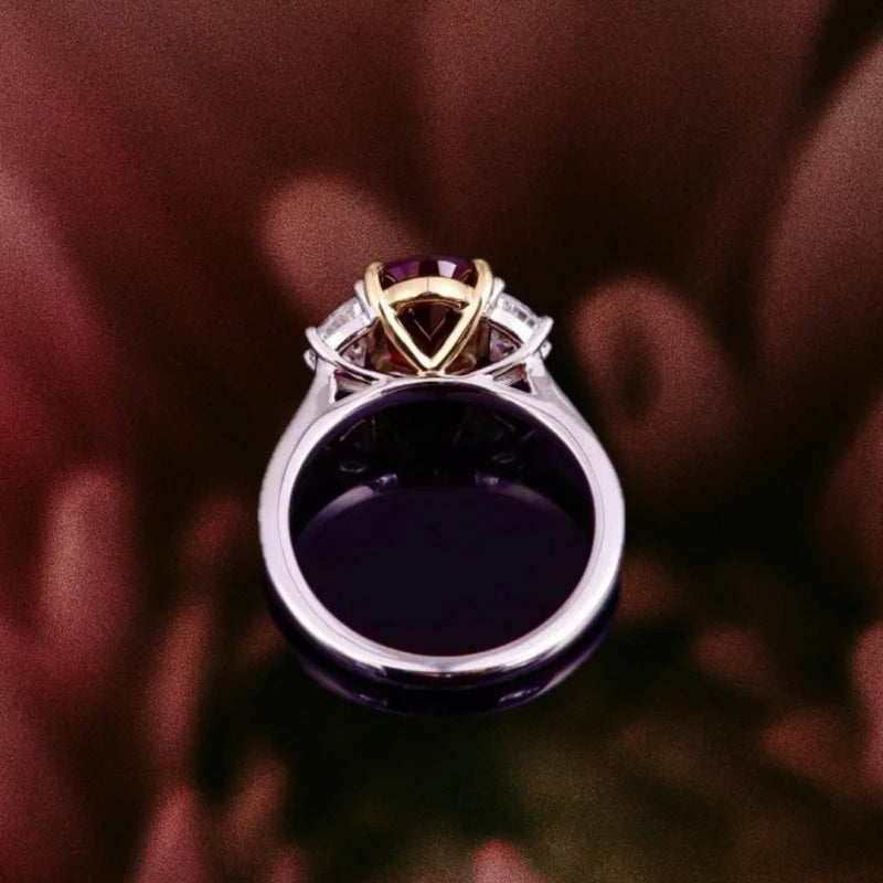 Lab-Grown Ruby Trilogy Ring (Solid gold) | Lady Estere Jewellery | Worldwide Shipping 14K 18K Solid Gold Diamond Moissanite White Yellow