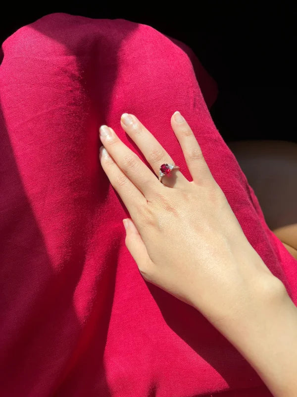 Lab-Grown Ruby Trilogy Ring (Solid gold) | Lady Estere Jewellery | Worldwide Shipping 14K 18K Solid Gold Diamond Moissanite White Yellow