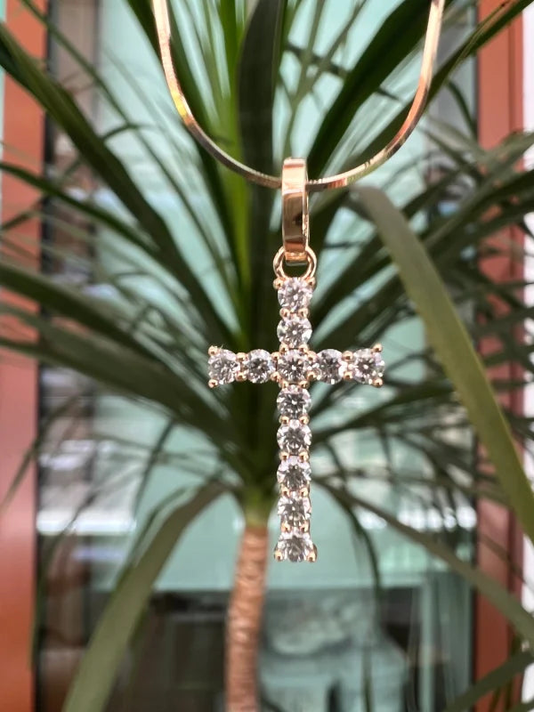 Life | Pave Cross Pendant with Hinged Bail (Solid Gold) | Lady Estere Jewellery 14K 18K Solid Gold Lab Grown Diamond Moissanite White