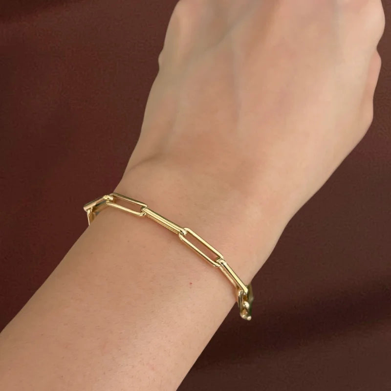Lungo | Sleek Chain Bracelet (Solid gold) | Lady Estere Jewellery | Worldwide Shipping 14K 18K Solid Gold Lab-Grown Diamond Moissanite
