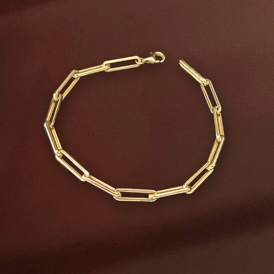 Lungo | Sleek Chain Bracelet (Solid gold) | Lady Estere Jewellery | Worldwide Shipping 14K 18K Solid Gold Lab-Grown Diamond Moissanite