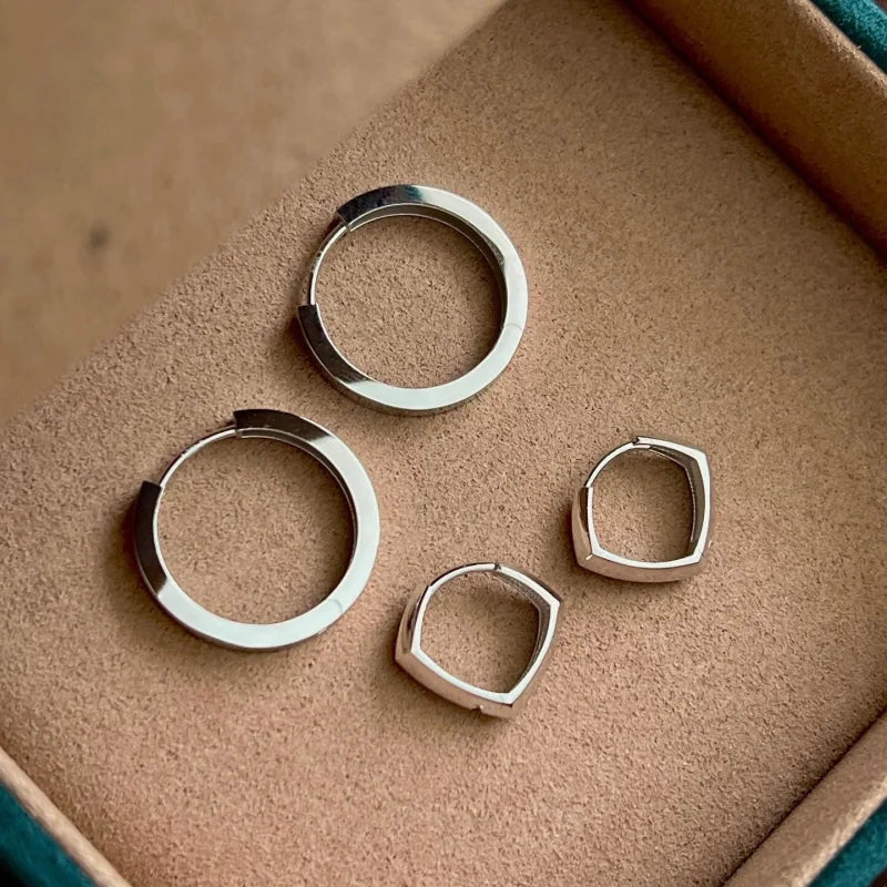 Multifaceted | Geometric Huggies Large (Solid Gold) | Lady Estere Jewellery | Worldwide 14K 18K Solid Gold Lab-Grown Diamond Moissanite